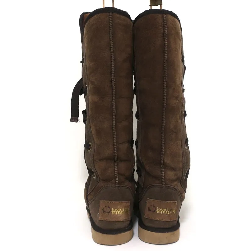 Love From Australia Nomad Shearling Knee High Boots Brown Sheepskin Size US 9.5