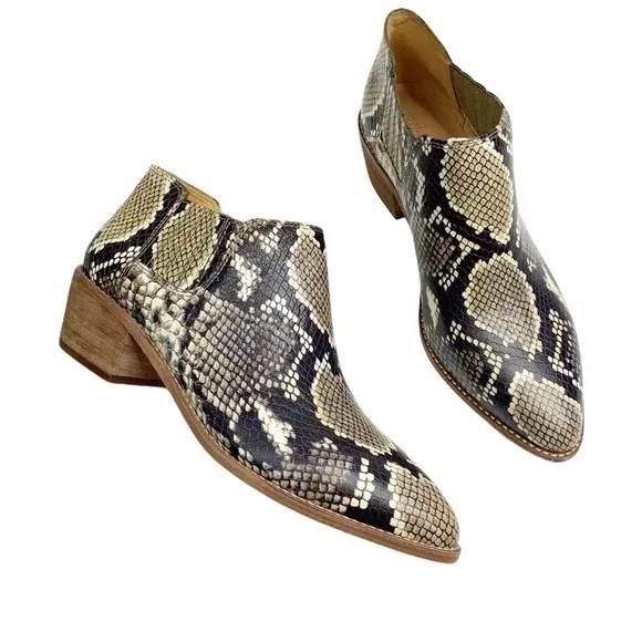 Madewell Sonia Low Leather Snakeskin Chelsea Boot Size 10