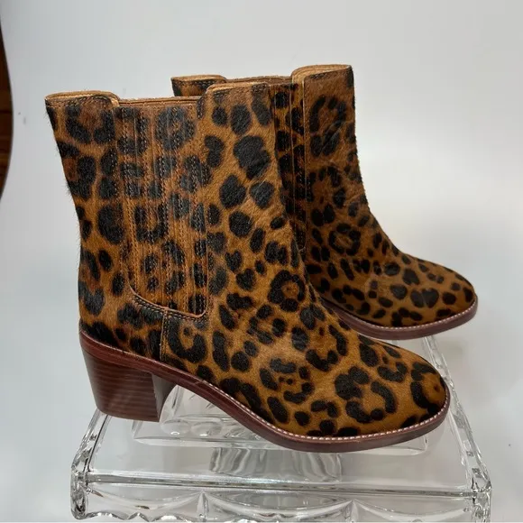 Madewell The Autumn High Chelsea Boot in Leopard Calf Hair- New