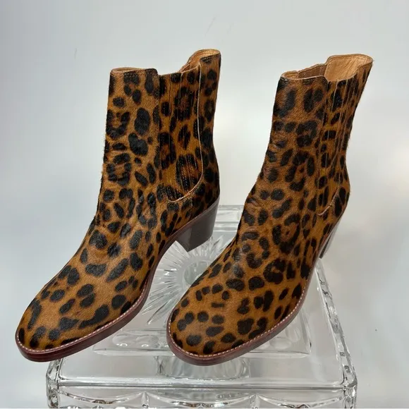 Madewell The Autumn High Chelsea Boot in Leopard Calf Hair- New