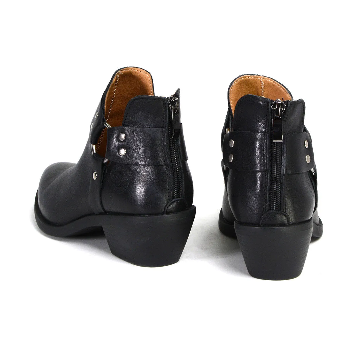 MBL9443 Women's 'Sleek' Black Leather Harness Ring Shoe