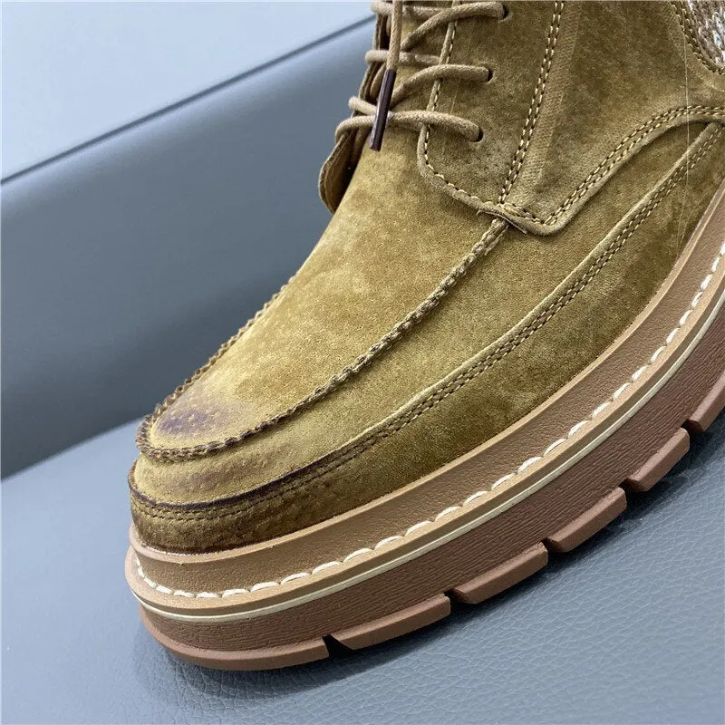Men Patchwork Knitting Casual Ankle Boots