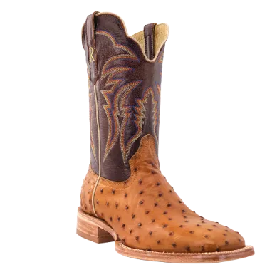 MENS 11" ANTIQUE SADDLE FULL QUILL OSTRICH R WATSON BOOTS
