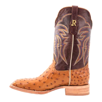 MENS 11" ANTIQUE SADDLE FULL QUILL OSTRICH R WATSON BOOTS