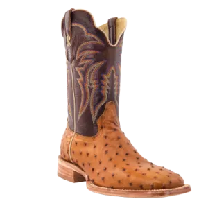 MENS 11" ANTIQUE SADDLE FULL QUILL OSTRICH R WATSON BOOTS