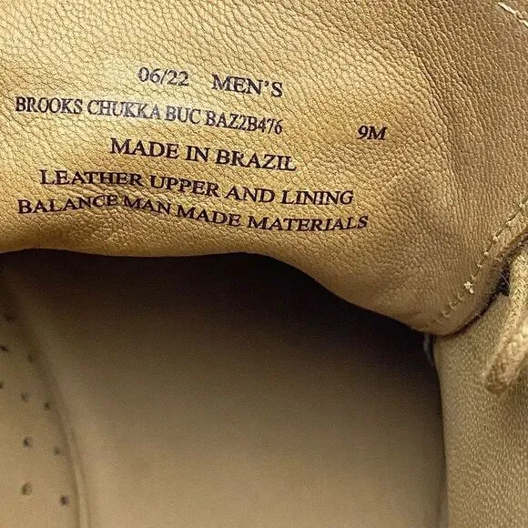 Mens Brooks Tan Suede Chukka Buck Men’s Size 9 Medium Pre-Owned