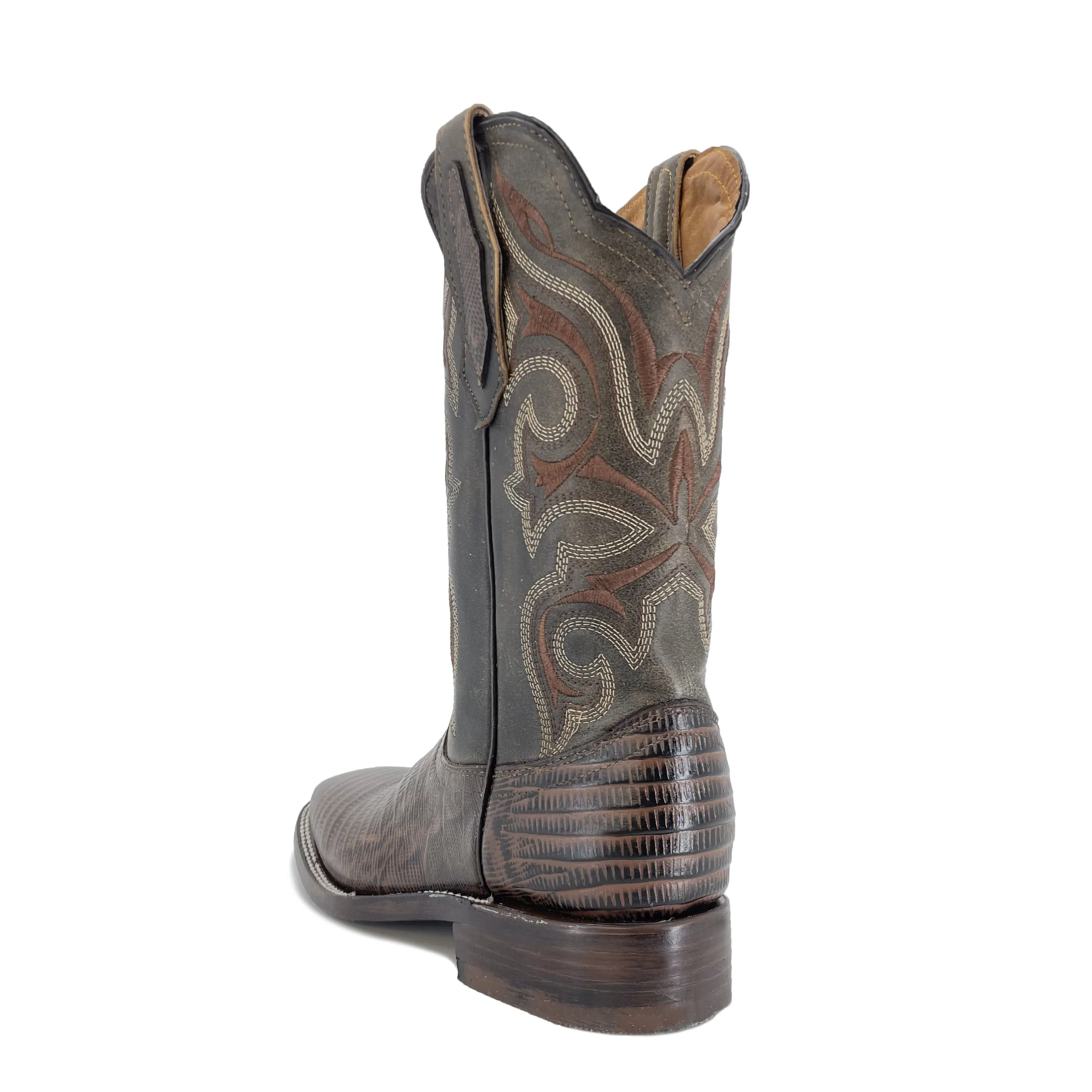Men's Bulldog Exotic Leather Print Boots - Lizard Brown
