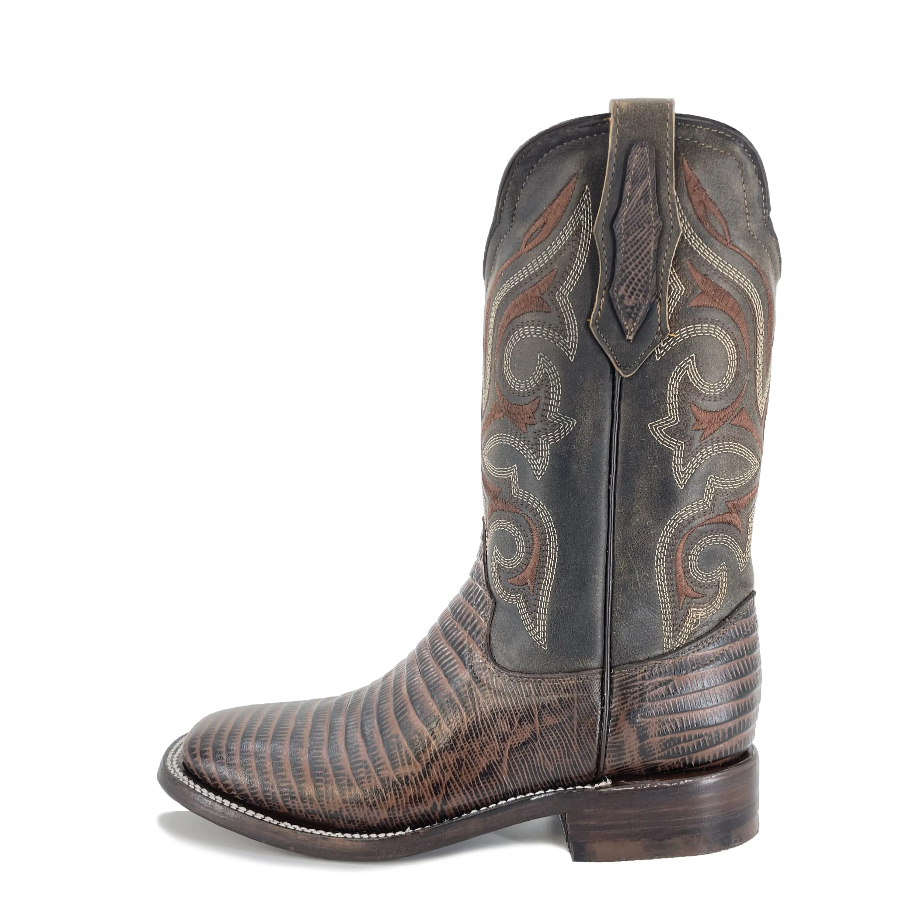 Men's Bulldog Exotic Leather Print Boots - Lizard Brown