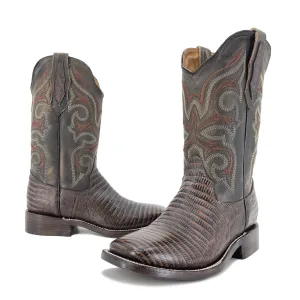 Men's Bulldog Exotic Leather Print Boots - Lizard Brown