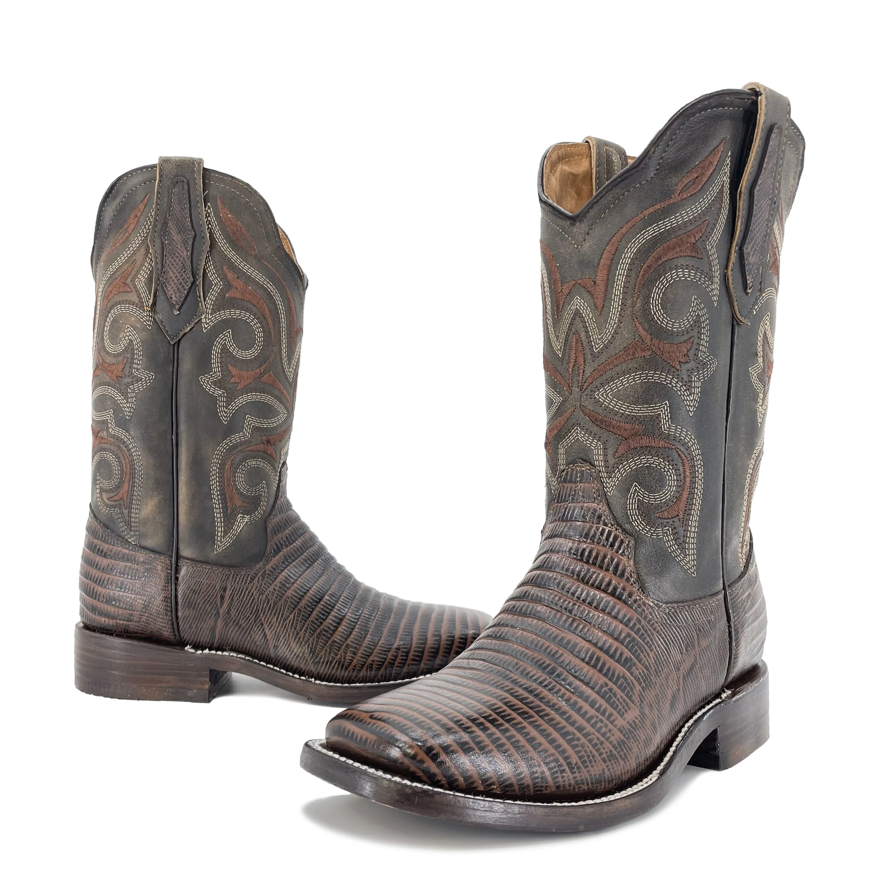 Men's Bulldog Exotic Leather Print Boots - Lizard Brown