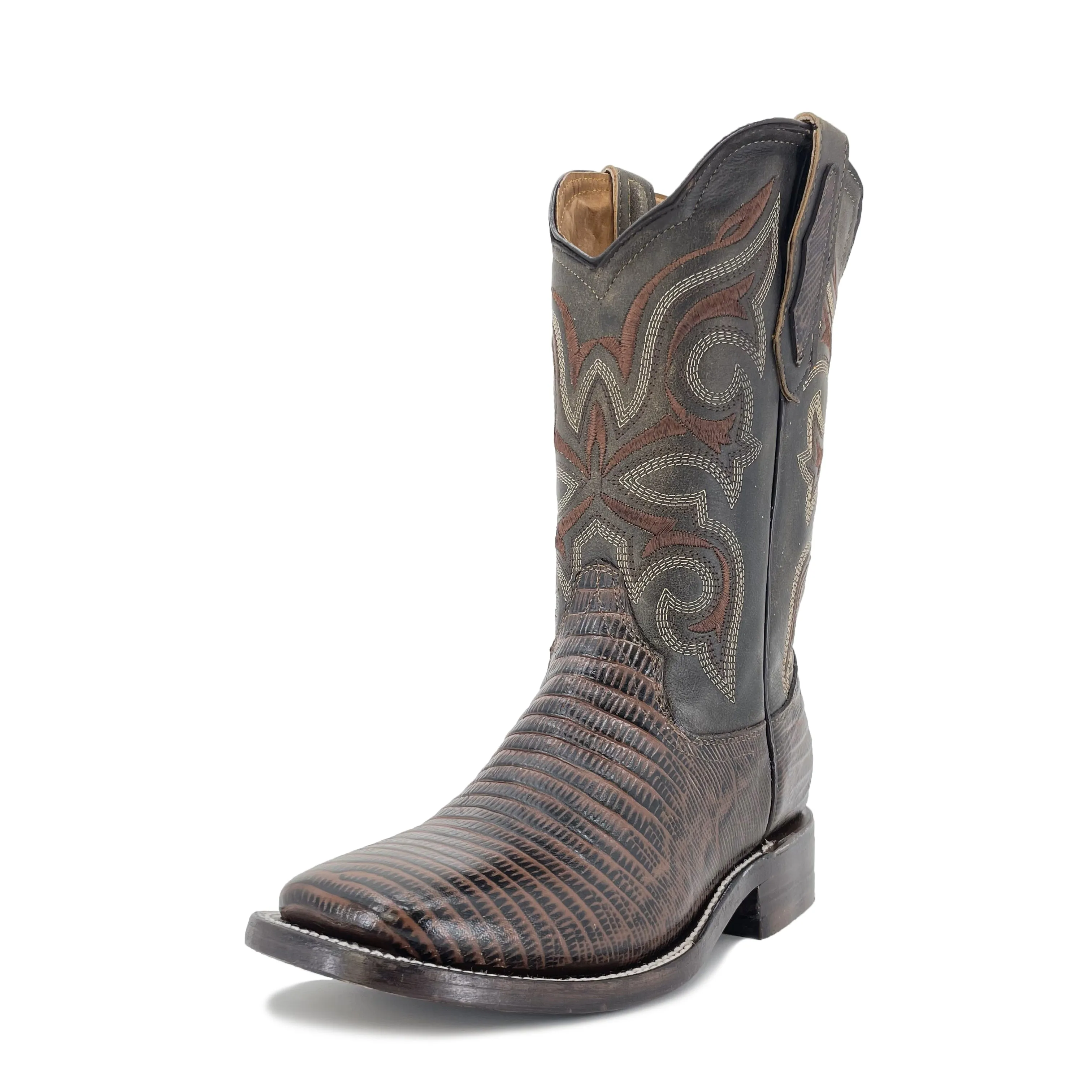 Men's Bulldog Exotic Leather Print Boots - Lizard Brown