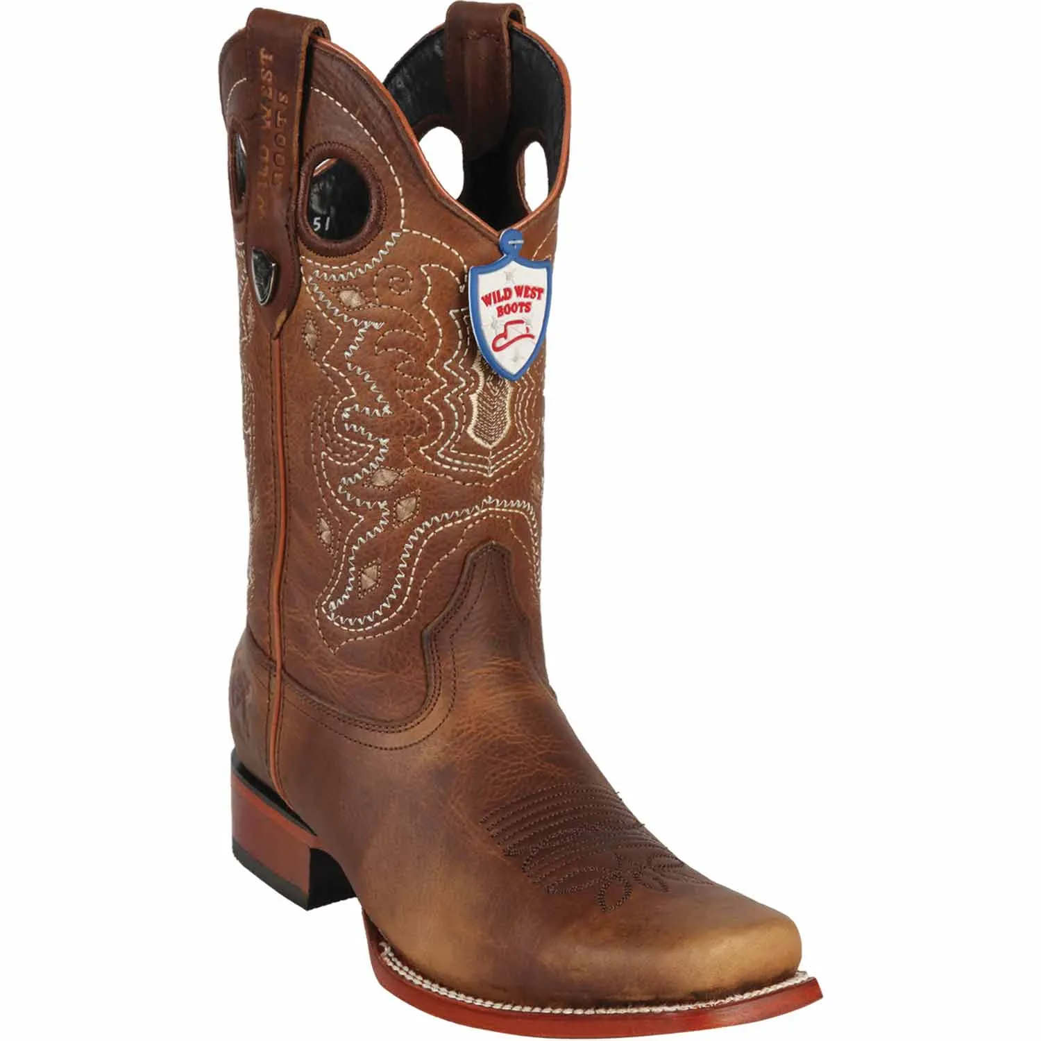 Men's Wild West Genuine Leather Rodeo Toe Boots 281899