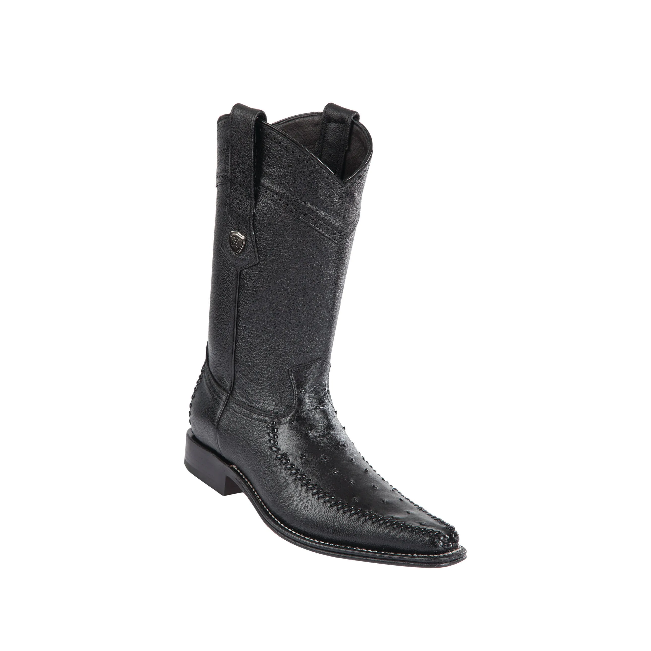 Men's Wild West Ostrich With Deer Boots European Square Toe