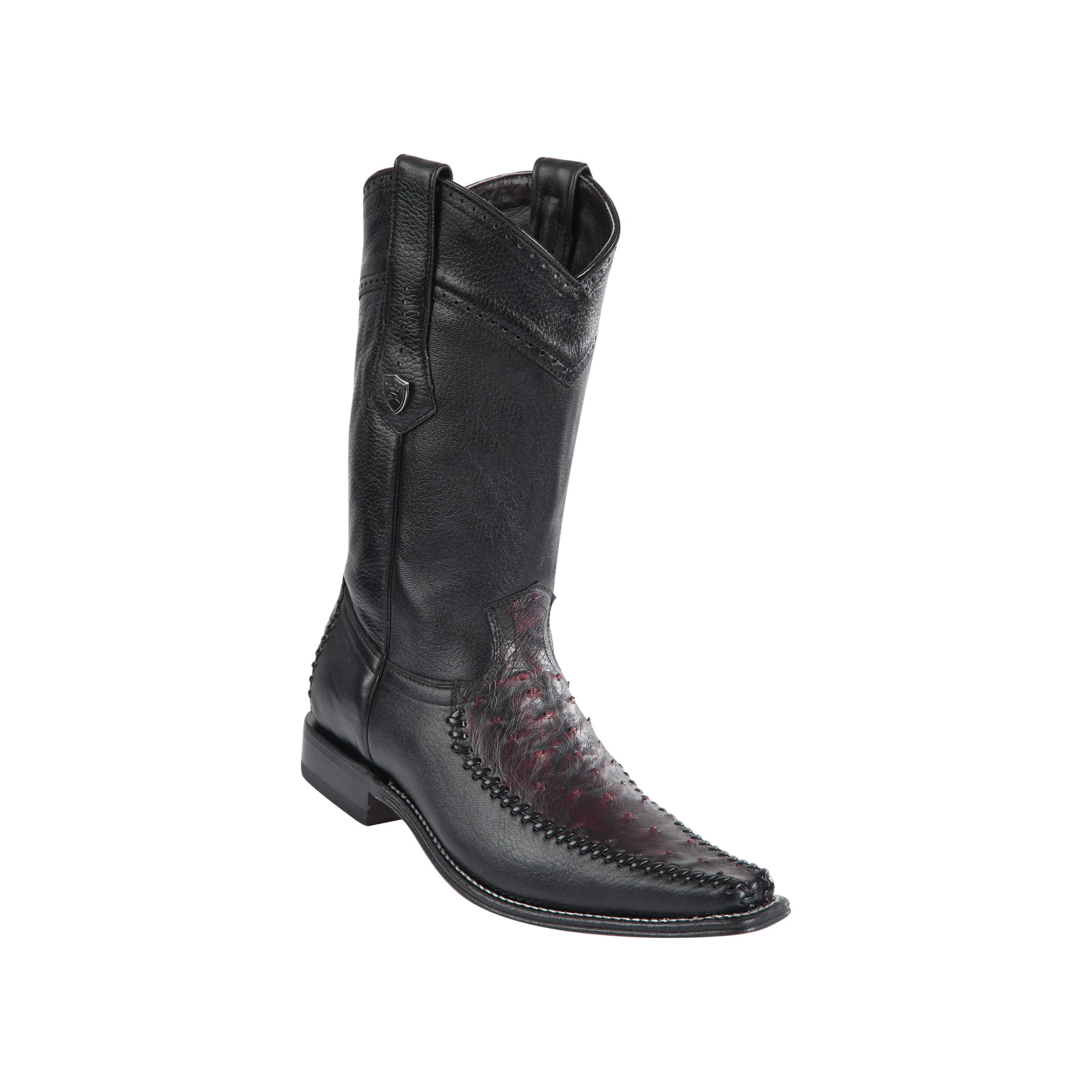 Men's Wild West Ostrich With Deer Boots European Square Toe
