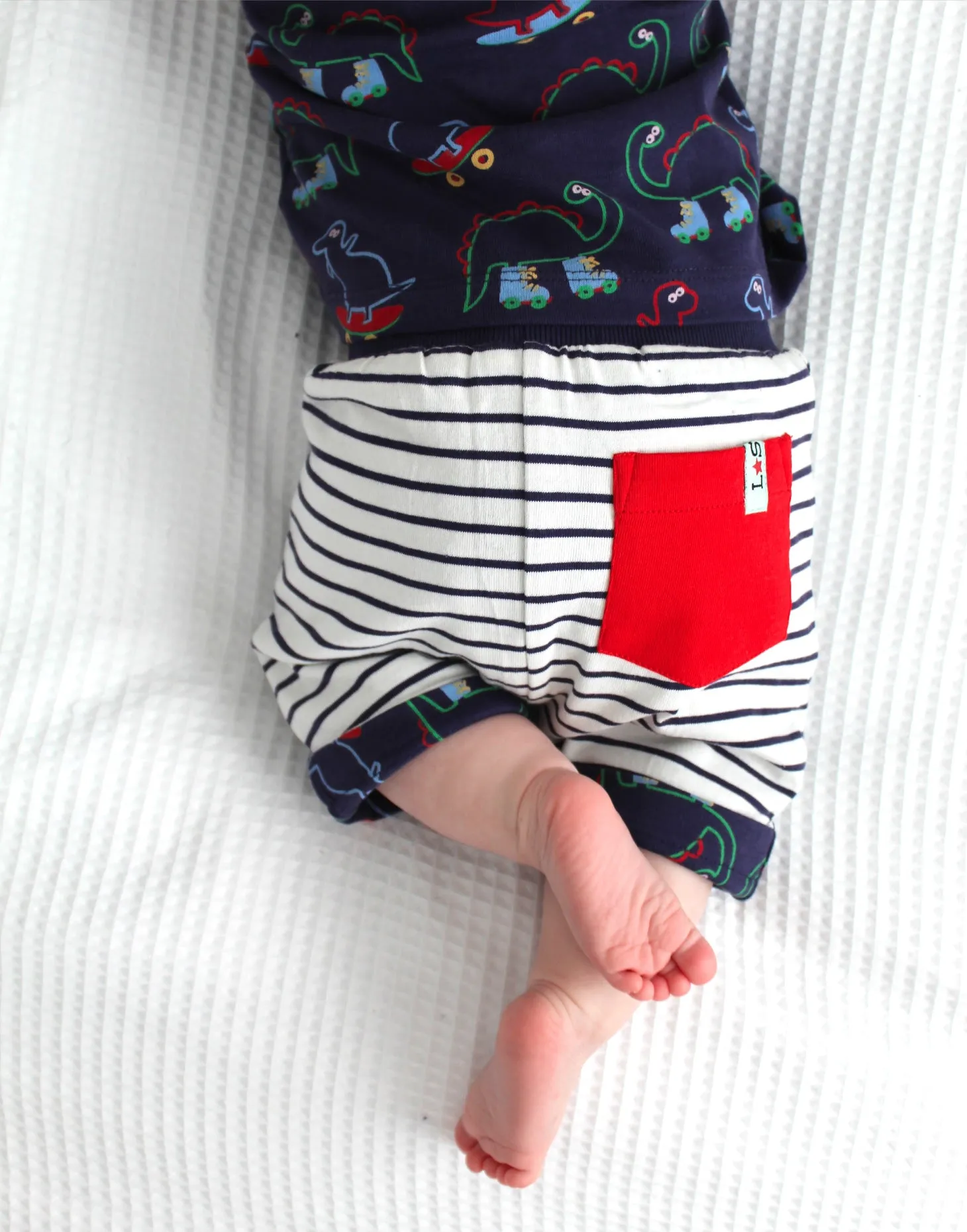 Multicoloured Dinosaur And Stripe Print Shorts