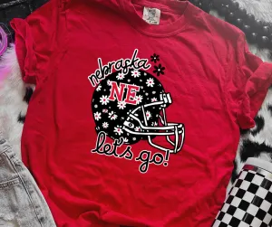 Nebraska Let's Go Red/Black Daisy Helmet Red Tee