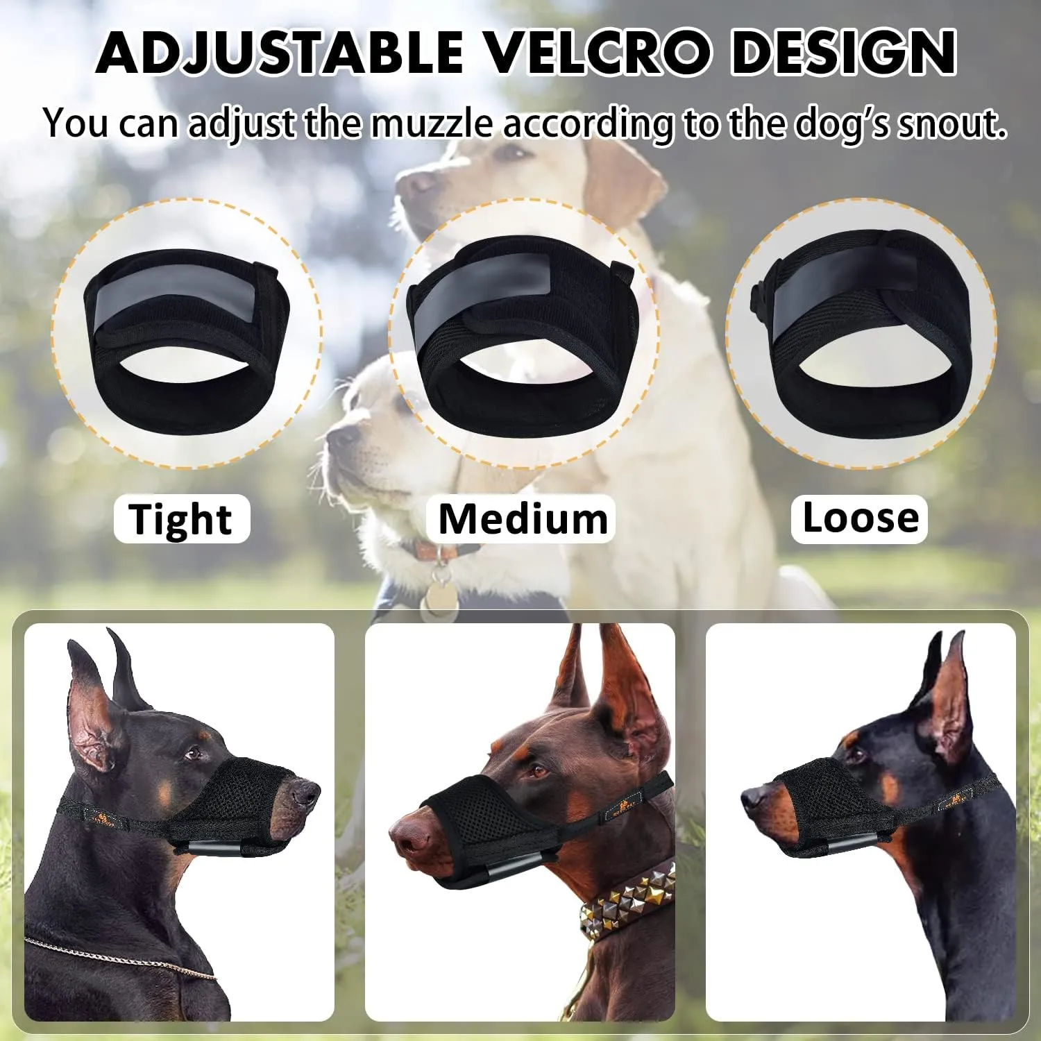 NEW Dog Muzzle for Medium Large Dogs, Adjustable Dog Muzzle to Prevent Biting Barking Chewing, Dog Muzzles with Breathable Mesh Allows Panting and Drinking, Sz L