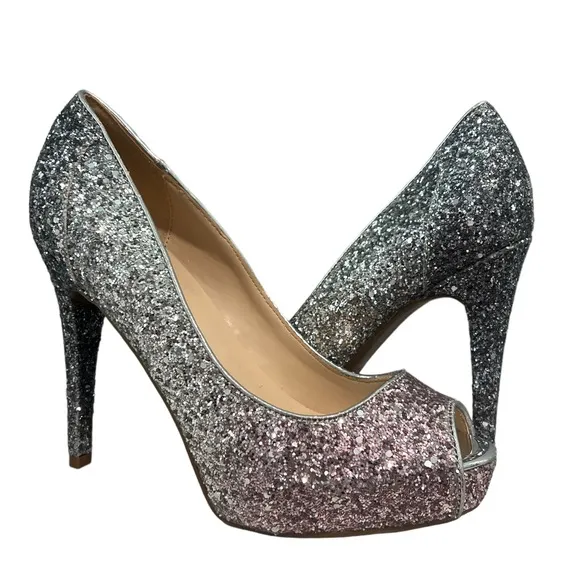 NEW MARC FISHER HARPYLY Bedazzled GLITTERY SPARKLING Ombré HEELS