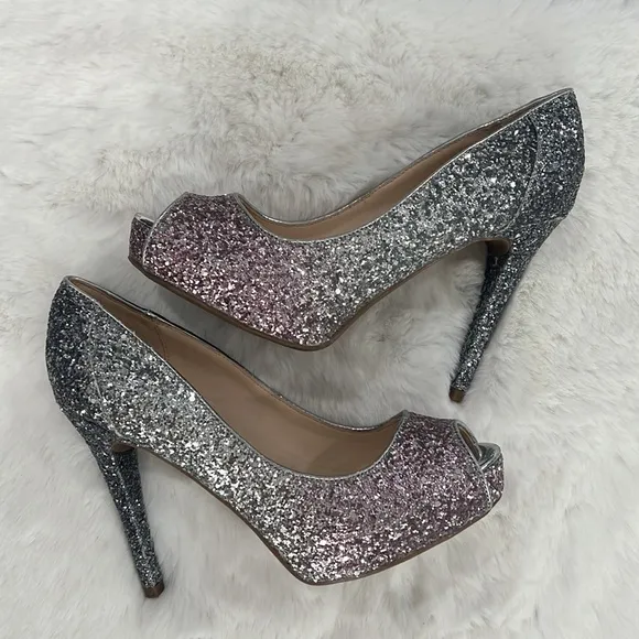 NEW MARC FISHER HARPYLY Bedazzled GLITTERY SPARKLING Ombré HEELS