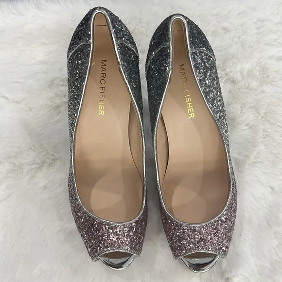 NEW MARC FISHER HARPYLY Bedazzled GLITTERY SPARKLING Ombré HEELS