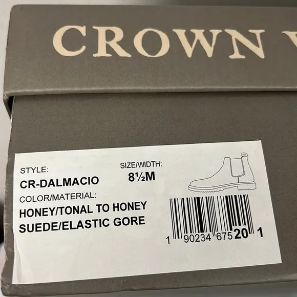NIB - Crown Vintage CR-Dalmacio Chelsey Boot, Honey Suede - Size 8.5