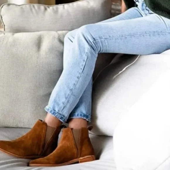 Nisolo Womens Nutmeg Suede &amp; Leather Chelsea Every Day Boots Booties Size 9