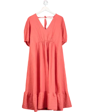 Nobodys Child Orange Amy Deep V Textured Midi Dress UK 12