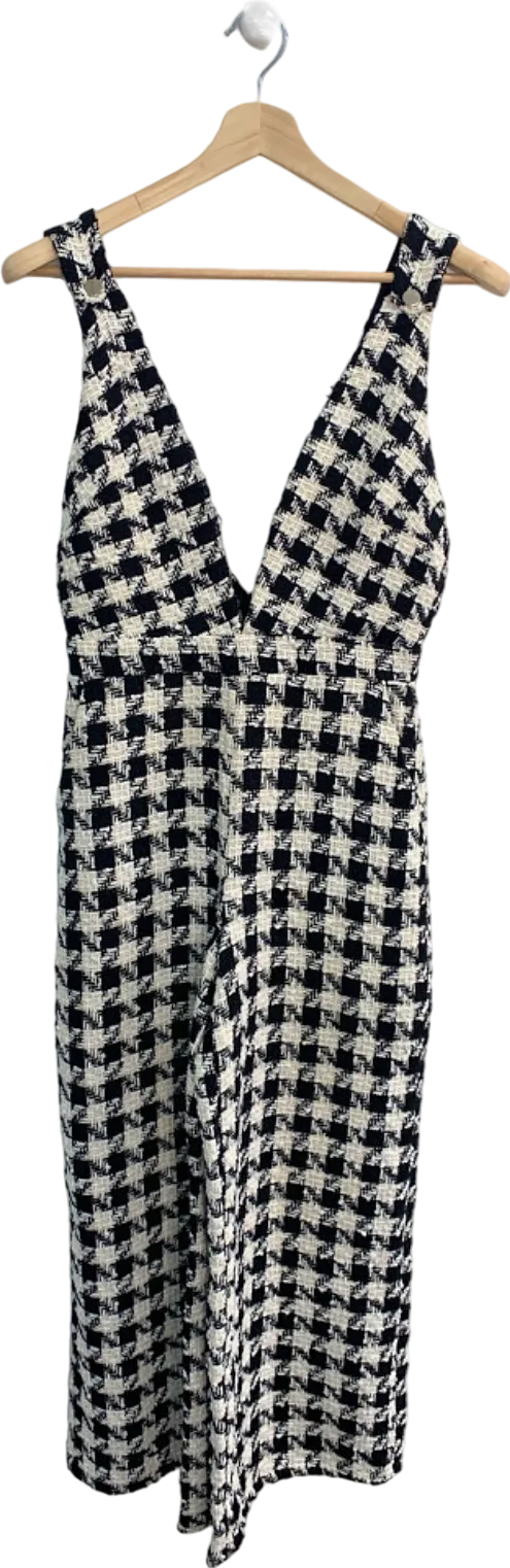 Oasis Black & White Houndstooth Dress UK 10