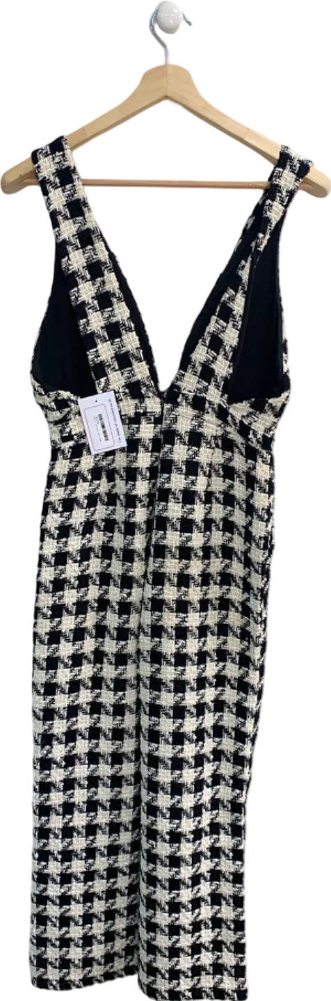 Oasis Black & White Houndstooth Dress UK 10