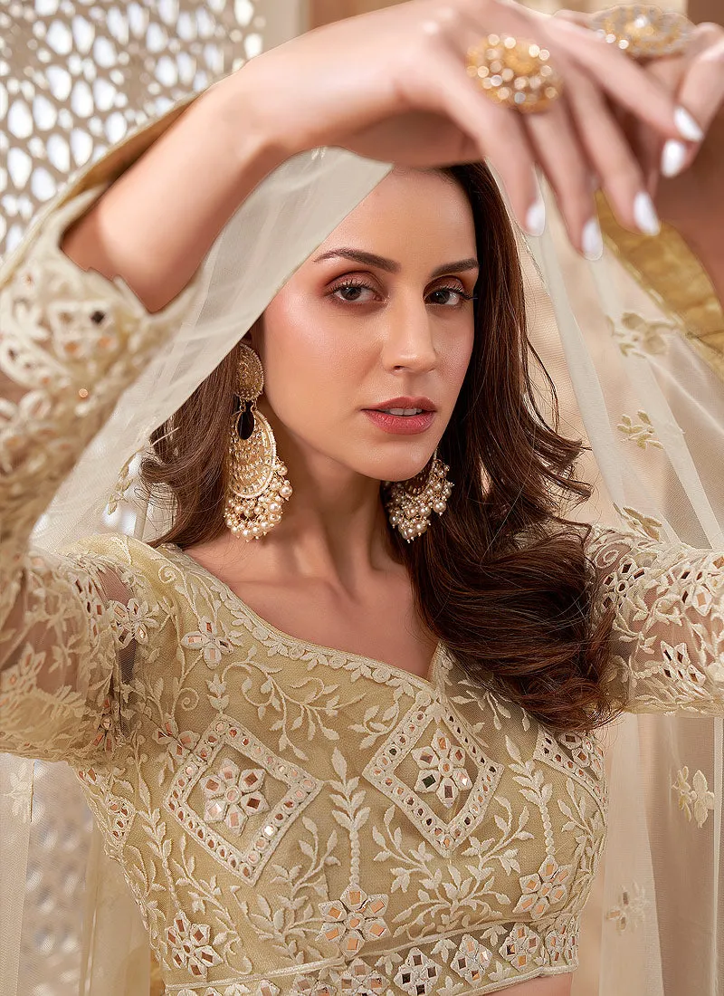 Off White Embroidered Designer Weddinng Lehenga Choli