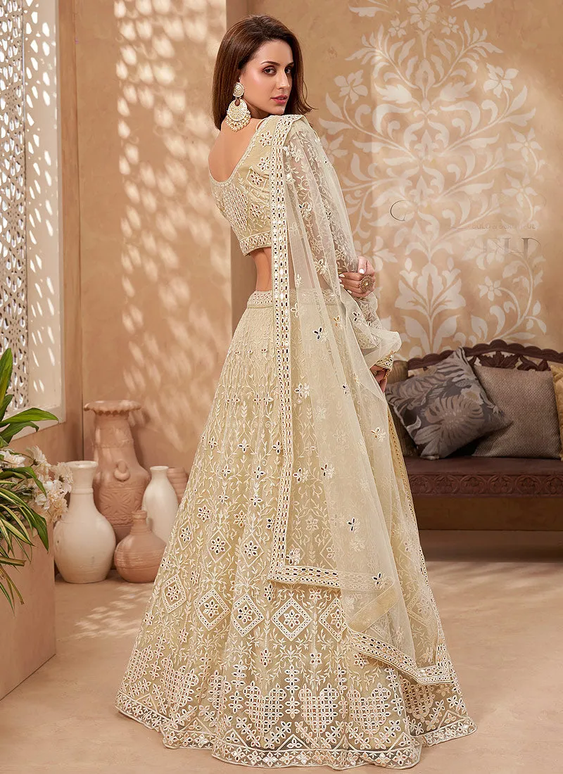 Off White Embroidered Designer Weddinng Lehenga Choli