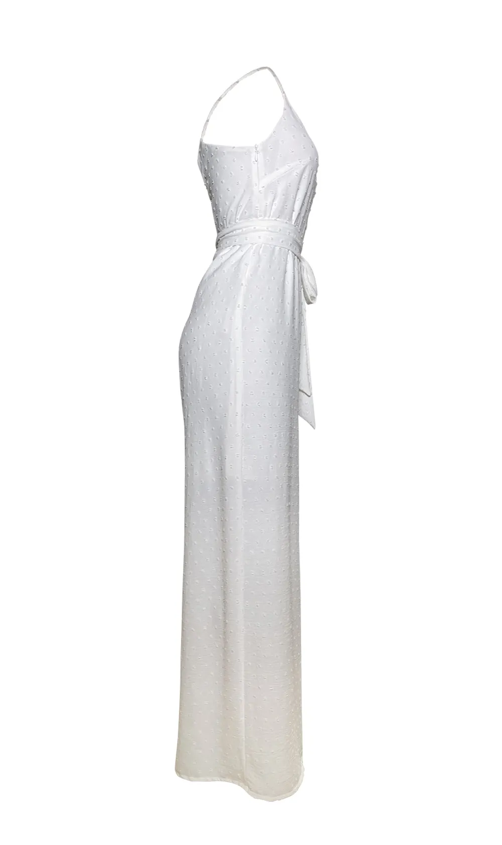 Off White Tie Waist Jumpsuit