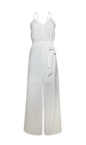 Off White Tie Waist Jumpsuit