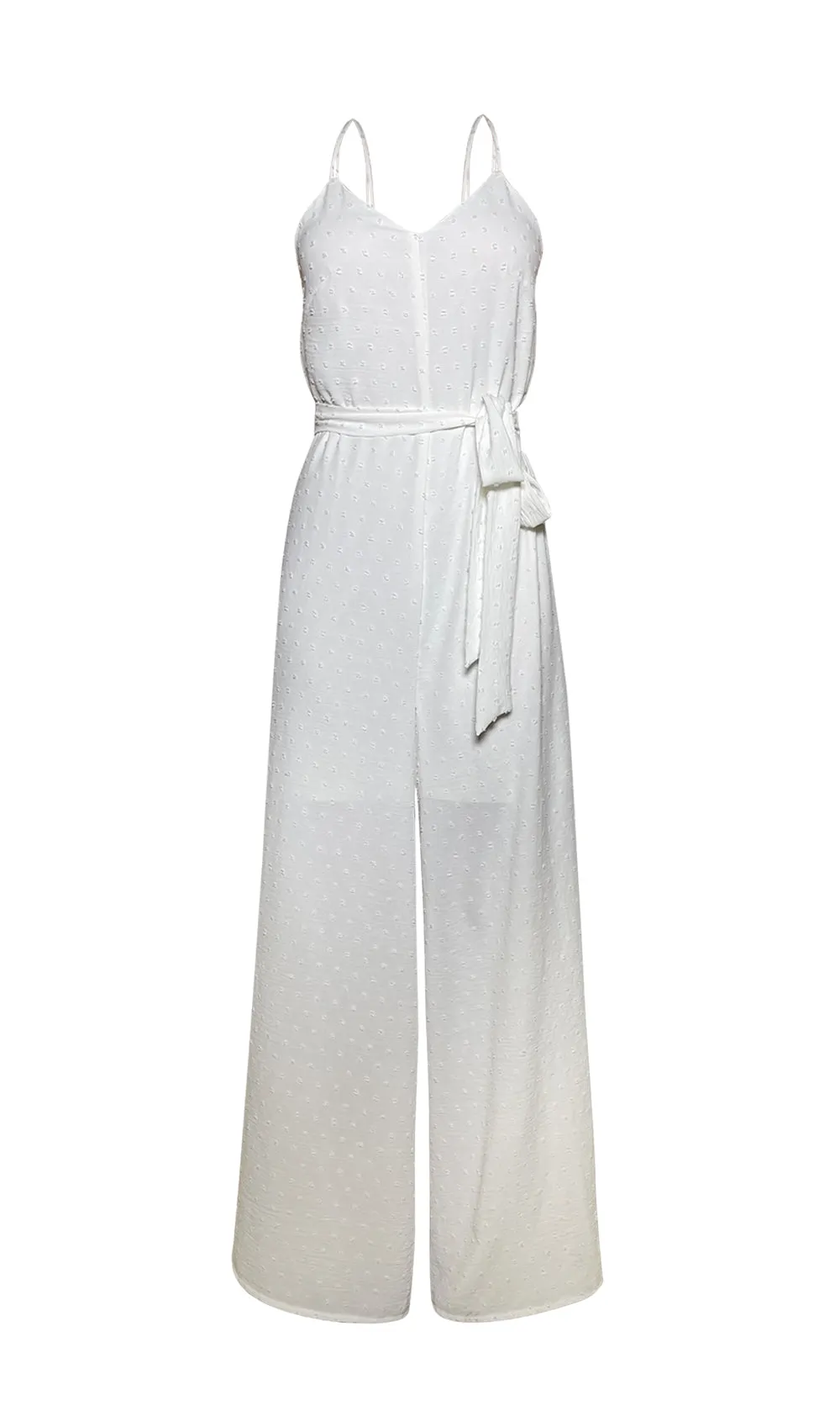 Off White Tie Waist Jumpsuit