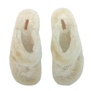 Olukai Kīpe'a Heu Women’s Fuzzy Slipper Sandals in cream