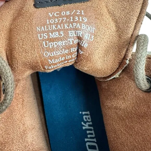 Olukai Nalukai Kapa Boots Mens Size 8.5 Brown Waxed Canvas Lace Up Ankle Chukka