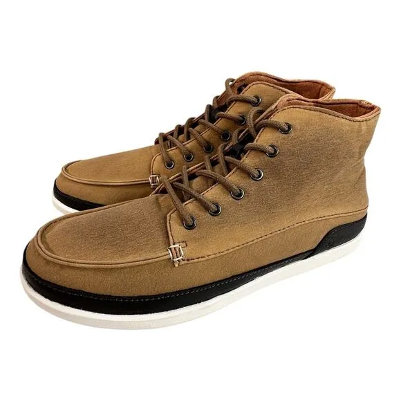 Olukai Nalukai Kapa Boots Mens Size 8.5 Brown Waxed Canvas Lace Up Ankle Chukka