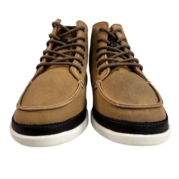 Olukai Nalukai Kapa Boots Mens Size 8.5 Brown Waxed Canvas Lace Up Ankle Chukka
