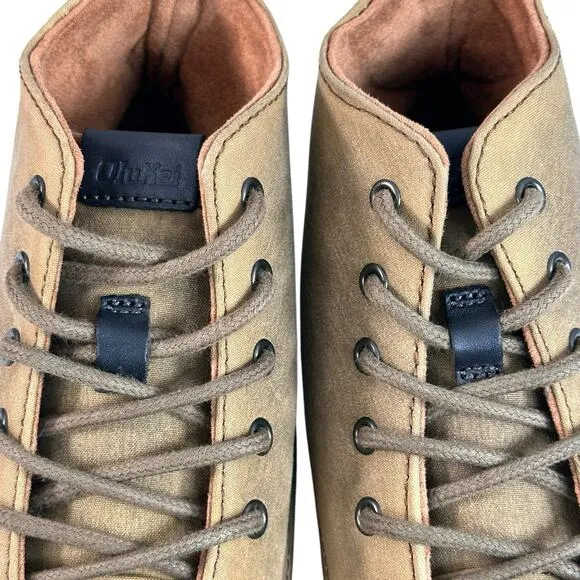 Olukai Nalukai Kapa Boots Mens Size 8.5 Brown Waxed Canvas Lace Up Ankle Chukka