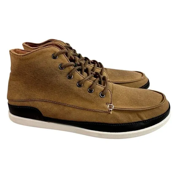 Olukai Nalukai Kapa Boots Mens Size 8.5 Brown Waxed Canvas Lace Up Ankle Chukka