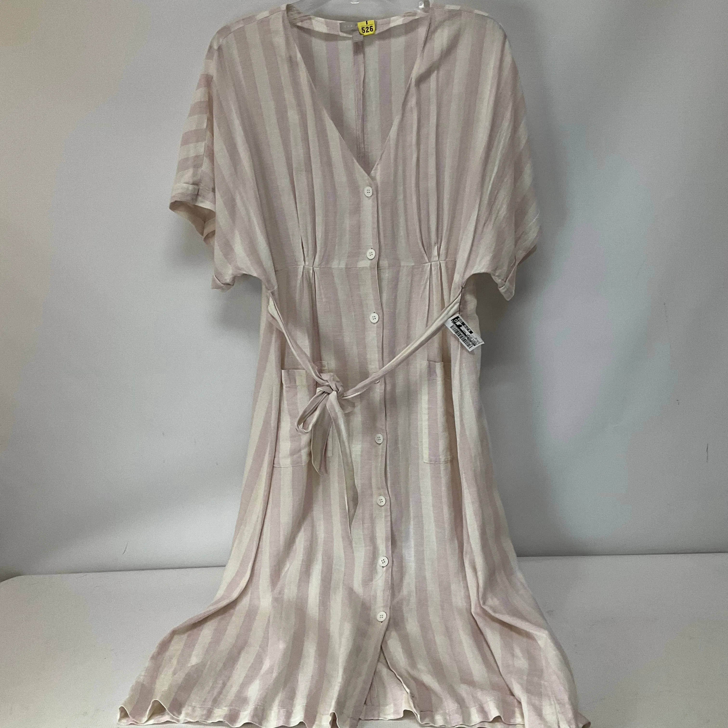 Pink & White Dress Casual Midi Chelsea 28, Size 1x