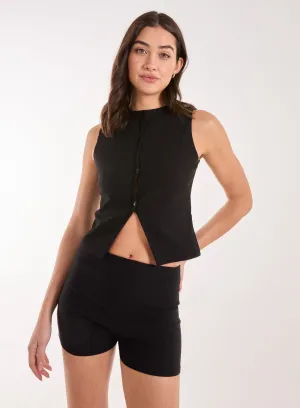 Pinstripe Button Front Longline Waistcoat
