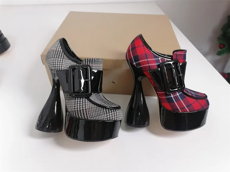 Platform Strange Shape High Heels Round Toe Mixed Colors Ankle Boots