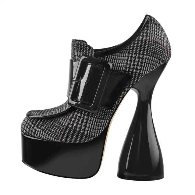 Platform Strange Shape High Heels Round Toe Mixed Colors Ankle Boots