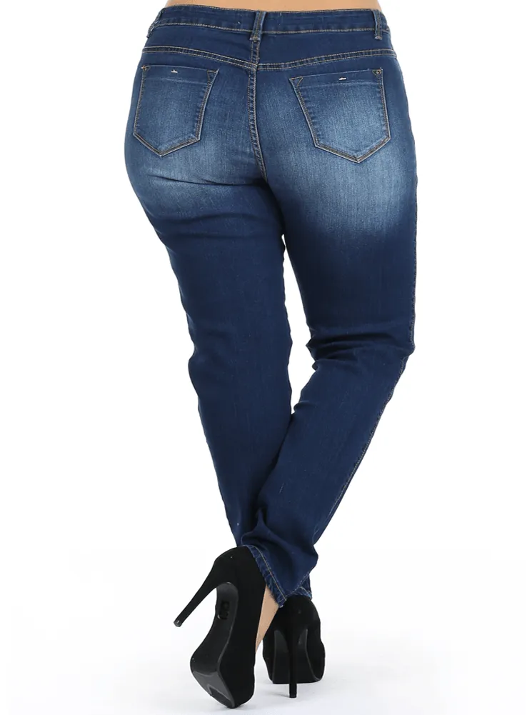 Plus Size Just Right Faded Navy Blue Denim Skinny Jeans
