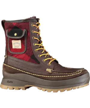Polo Ralph Lauren Brown Logan Leather And Plaid Wool Boot UK 10 EU 44 👞