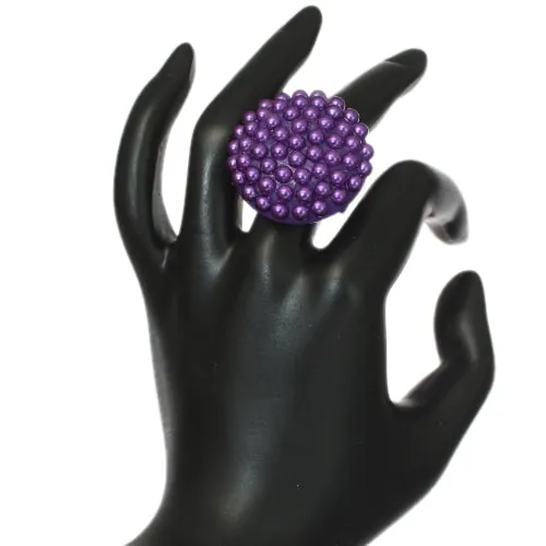 Purple Large Beaded Fashion Ring