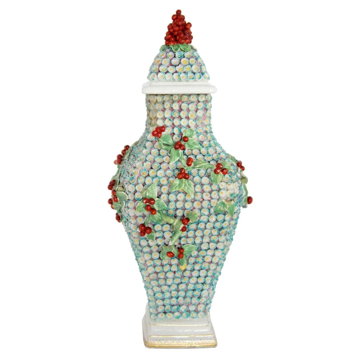 Rare English Chelsea Rococo Snowball Style Soft Paste Porcelain Covered Urn