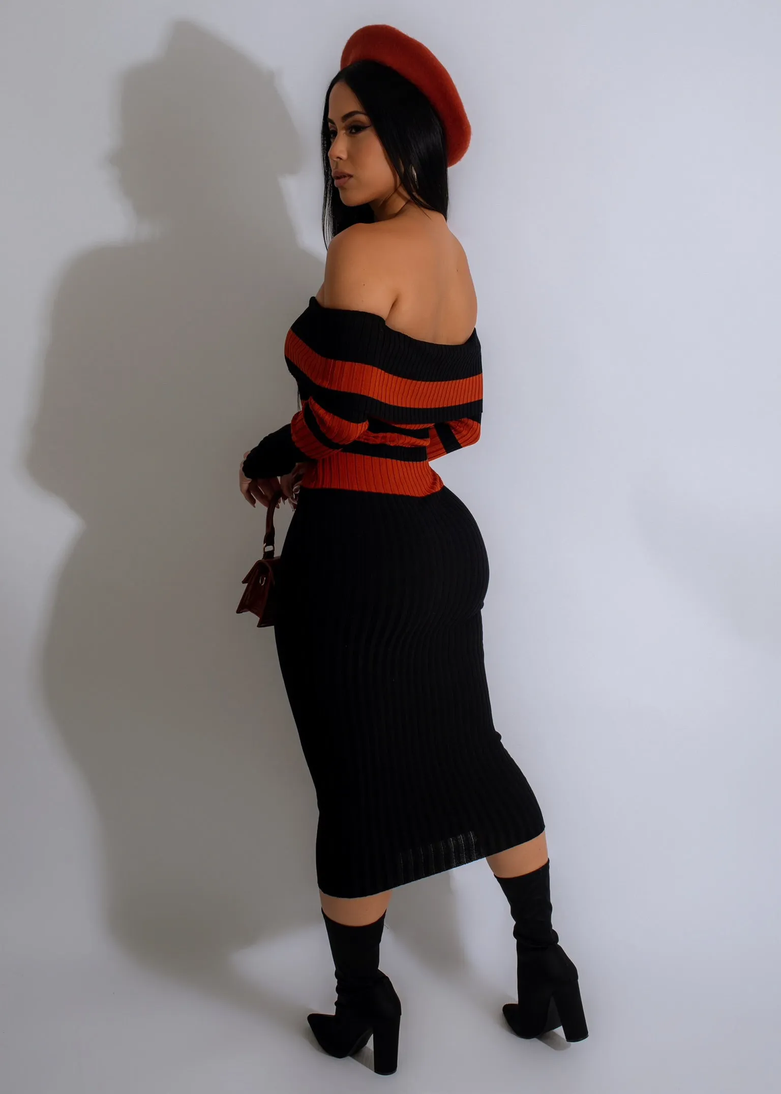 Rome Night Knitted Midi Dress Orange