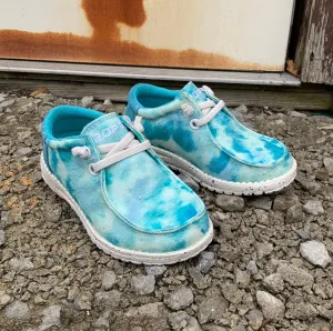 Roper Children/Youth Eva Moc Blue Tie Dye Canvas Slip On Laced Shoe 1793-3011